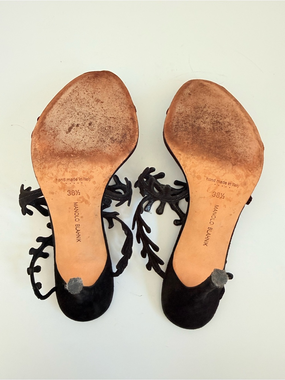 Vintage Manolo Blahnik Black Suede Coral Branch Heels 38.5 Rare Y2K Archival - Picture 7 of 9